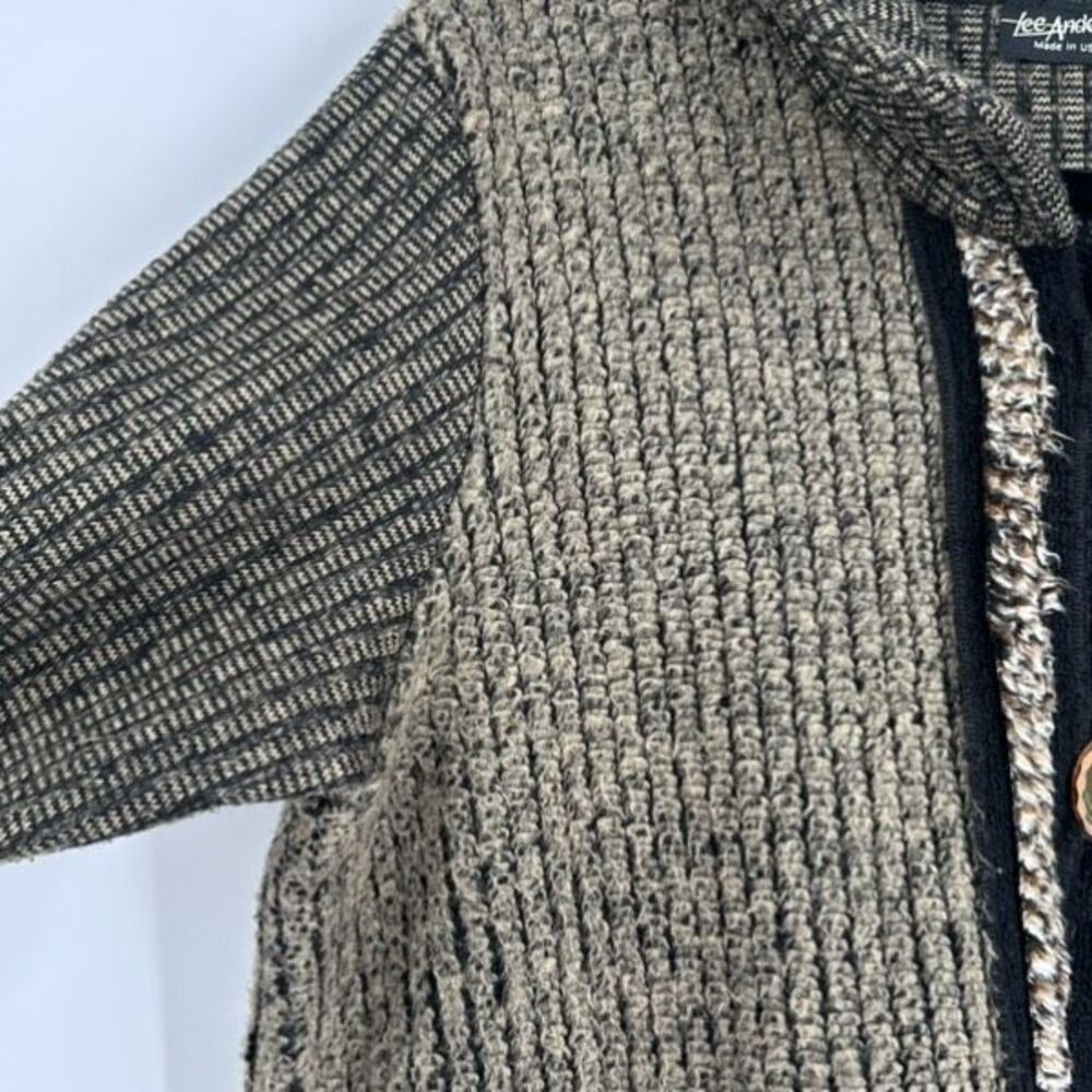 VTG Lee Andersen Womens Color-block Metallic Button Front Cardigan Jacket Medium - Picture 9 of 14